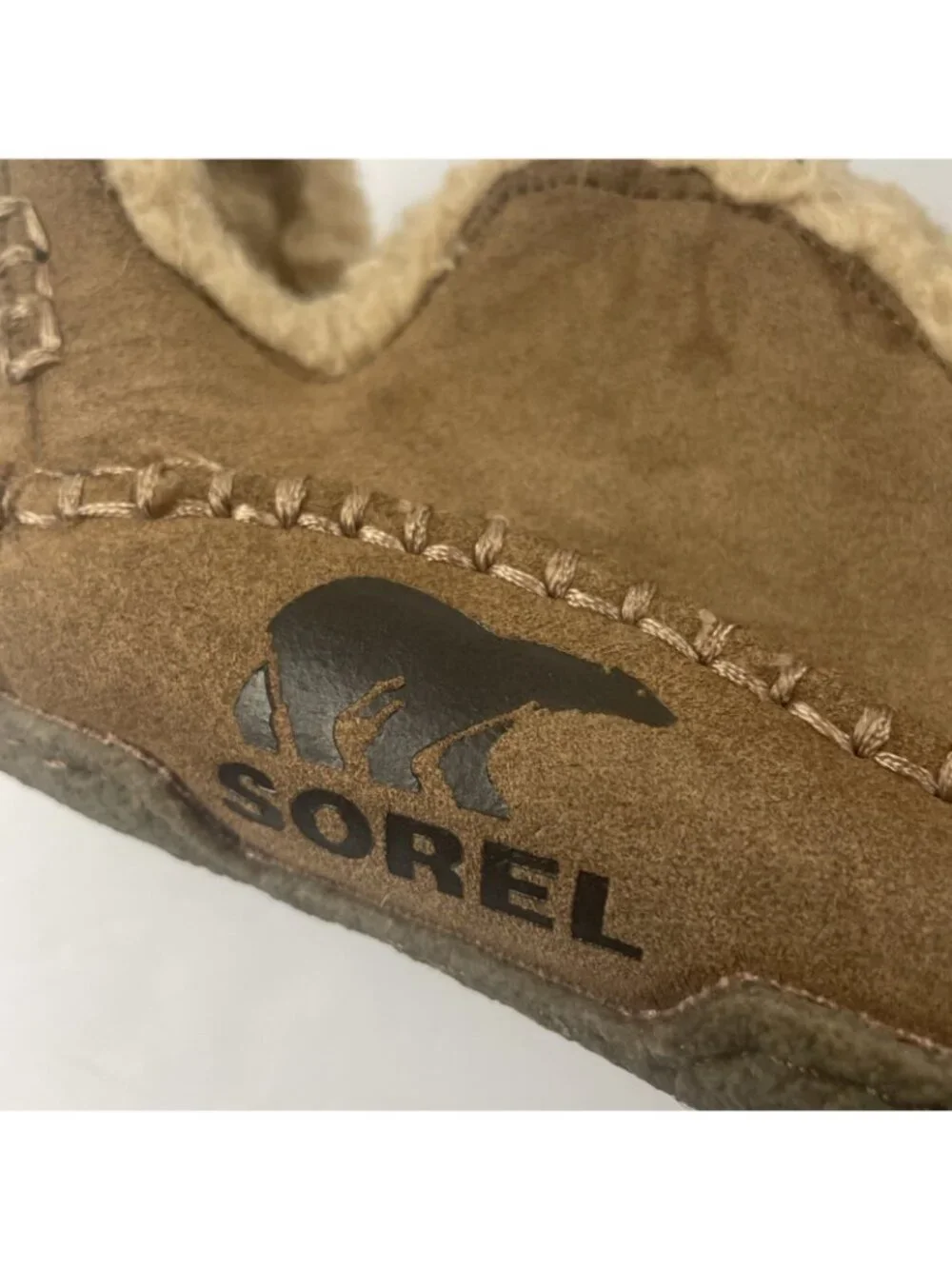 Sorel Manawan II Suede Moccasin Slippers Men’s 7 Sherpa Lined Brown Comfort